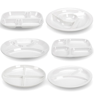 A8 White Fast Food <b>Plate</b>, Chinese Style Fast Food <b>Plate</b>, School Food <b>Plate</b>, Compartment <b>Plate</b>, Tableware, <b>Melamine</b> Imitation - Product Image 1