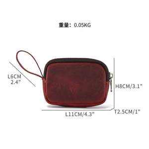 กระเป๋าใส่เหรียญหนังแท้สไตล์เรโทร AndoBag รุ่น Crazy Horse สำหรับผู้ชายและผู้หญิง  กระเป๋าเก็บหูฟังหนังวัวแท้ 173 - Product Image 3