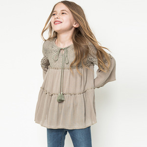 เสื้อเชิ้ตแบบใหม่สั่งทำพิเศษพร้อมปักชื่อแบรนด์บริษัท เสื้อคอวีผ้าลูกไม้สำหรับเด็กผู้หญิง มีสินค้าในสต็อกจำนวนมาก - Product Image 1