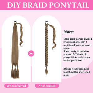 ผมปลอมถักเปียหางม้ายาว 34 นิ้ว <span class=keywords><strong>ราคา</strong></span>ส่งถูก พร้อมยางรัดผมสำหรับผู้หญิง - Product Image 3