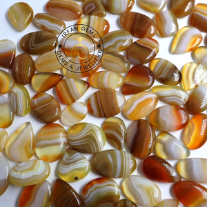 Agate rayée orange de qualité supérieure, 100% naturelle, cabochon d'agate rayée orange, pierre précieuse non montée pour la création de bijoux. - Product Image 2