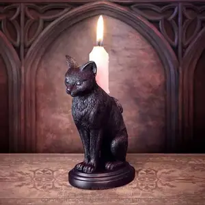 Cross-border new Halloween Gothic bat Wolf candlestick Black cat candle stand home table decoration resin decoration
