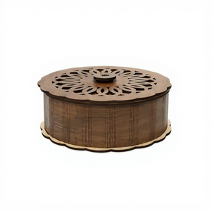 Caja de Madera para Frutos Secos con Tapa, 4 Compartimentos, Contenedor Multifuncional para Almacenar Bocadillos, Dulces, Nueces, Galletas, Plato para Servir - Product Image 1