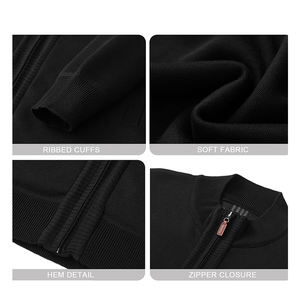 Cardigan à col montant zippé et élégant pour hommes, pull décontracté à manches longues et brodé pour hommes - Product Image 3