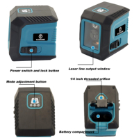 Niveau laser portable à deux lignes, 360 degrés, instrument de nivellement laser croisé