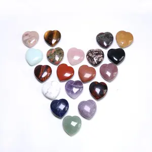 Natural Crystal 3cm Rose Quartz Heart Stone Crafts Reiki Healing Stone