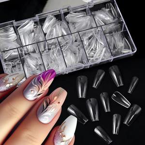 Capsules d'ongles à presser transparentes/naturelles, couvrance totale, style ballerine, 26-33mm, pour extension de <span class=keywords><strong>manucure</strong></span> DIY - Product Image 5