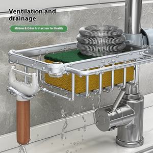 طبقة واحدة قائمة نوع معدني صنبور المطبخ رف التخزين بالوعة غسل الصحون الخضار الصلب الكرة الاسفنج استنزاف رف سهل - Product Image 4