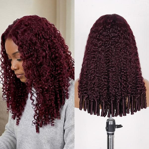 Perruques frontales en dentelle complète 13*4 en <span class=keywords><strong>cheveux</strong></span> humains 100% naturels, <span class=keywords><strong>bouclés</strong></span> birmans, double densité 250%, colorés, pour femme noire - Product Image 5