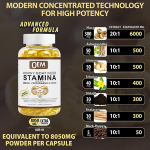 OEM Horny Goat Weed Soft Gel Cápsulas Stamina Booster e Aumento de Energia Suplemento para Homens Adulto Vitaminas Booster - Product Image 6