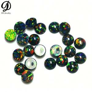 Chine Usine Ronde Cabochon Forme Opale Synthétique Pierre OP35 Opale Noire - Product Image 1