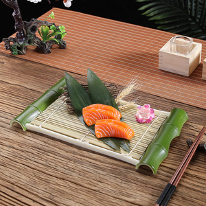 Bandeja de bambú para fideos fríos con diseño de plato de sushi para servir comida japonesa - Product Image 1