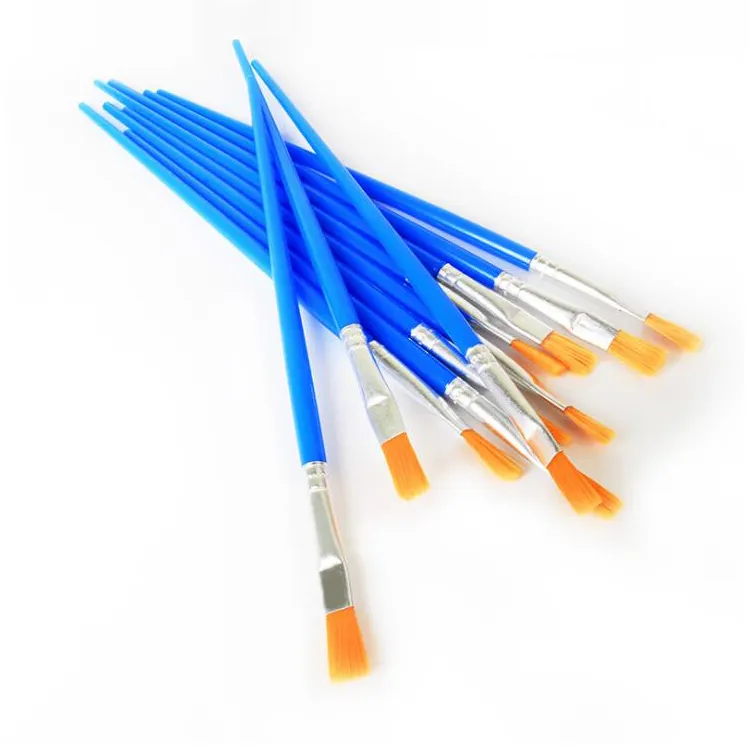 Xinbowen 공장 도매 저렴한 단일 파란색 플라스틱 손잡이 플랫 페인트 브러시