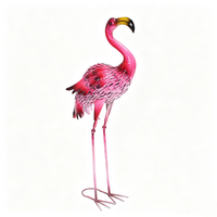 Statue de Flamant Rose en Acier Inoxydable pour Jardin, Décoration Extérieure en Métal pour Patio