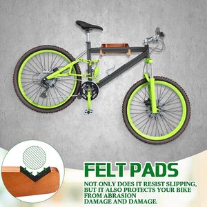 <span class=keywords><strong>Soporte</strong></span> de Pared Horizontal para <span class=keywords><strong>Bicicleta</strong></span> de <span class=keywords><strong>Madera</strong></span> con Acolchado Resistente a los Arañazos, Gancho de Almacenamiento que Ahorra Espacio - Product Image 3