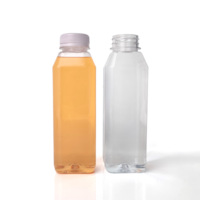 480Ml 16 Oz Franse Vierkante Lege Huisdier Plastic Drank Sap Fles Voor Sap Verpakking Met Witte Fraudebestendige Plastic Dop
