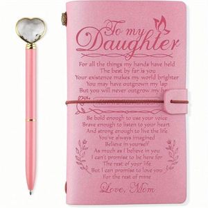 140 Page Thermal Binding Leather Mini Refillable Journal Notebooks Graduation Christmas Birthday Mothers Day Gifts with <b>Pen</b> - Product Image 1
