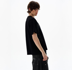 Ropa Urbana de Alta Calidad, 100% Algodón Tejido, 300 Gsm, Transpirable, Corte Holgado, Manga Corta, Diseño de Fuegos Artificiales Personalizado - Product Image 4