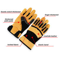 Gants de travail en cuir de vachette durables et de haute qualité, design amélioré antidérapant et résistant aux chocs, parfaits pour les applications de sécurité