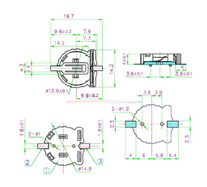 CR1220 soket baterai CR1225 BS-1220-<span class=keywords><strong>2</strong></span> 3V tombol pemegang soket baterai kotak baterai SMD SMT konektor cokelat - Product Image 3