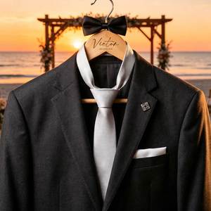 Pour la mariée et le marié - Cintre en bois gravé sur mesure avec texte, accessoires de photographie de mariage - Product Image 5