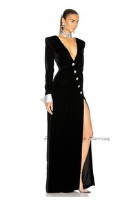 2023 nueva <span class=keywords><strong>reina</strong></span> <span class=keywords><strong>de</strong></span> gama alta temperamento profundo escote en V hendidura fiesta Reunión Anual banquete vestido <span class=keywords><strong>de</strong></span> noche Vestido largo <span class=keywords><strong>de</strong></span> terciopelo - Product Image 4
