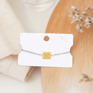 Bracelet en acier inoxydable 12x14cm, lettre E, chaîne plaquée or, bijoux de mode unisexe - Product Image 3