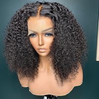 Perruques Courtes Bob en Cheveux Humains Bruts Péruviens Frisés Kinky, Perruques Frontales en Dentelle Suisse pour Femmes Noires, Perruques Pixie Cut en Cheveux Humains