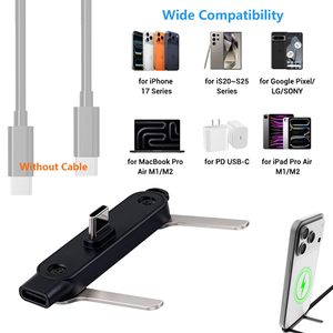 Adaptateur de support de charge pour téléphone Type-C 240W, charge <span class=keywords><strong>rapide</strong></span>, <span class=keywords><strong>convertisseur</strong></span> OTG Type-C mâle vers USB-C femelle avec support pliable - Product Image 5