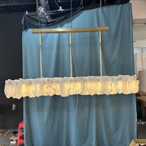 Suspension horizontale minimaliste en laiton, forme irrégulière, économe en énergie, blanc chaud doux 2700K, pour hôtels et villas de luxe - Product Image 5