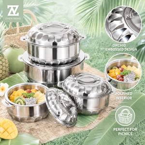 Set di Pentole <span class=keywords><strong>in</strong></span> Acciaio Inox Zhenneng 4 Pezzi, Pentola per Stufati, Pentola per Zuppe, Set di Pentole con Coperchi per <span class=keywords><strong>Cucina</strong></span>, Campeggio, Feste - Product Image 3