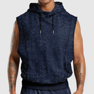 New <b>men's</b> European and American street trend fashion distressed floral <b>sleeveless</b> hooded <b>sleeveless</b> top - Product Image 6