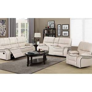 Modern 3+2+1 Manual Adjustable PU Leather Sofa Set with Contrast Color Trim and Center <b>Console</b> Cup Holder for Living Room - Product Image 1