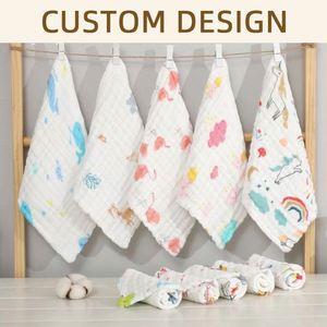 Serviettes pour le visage de nouveau-né en coton naturel doux 12x12 pouces, lingettes en gaze, débarbouillettes pour bébé - Product Image 2