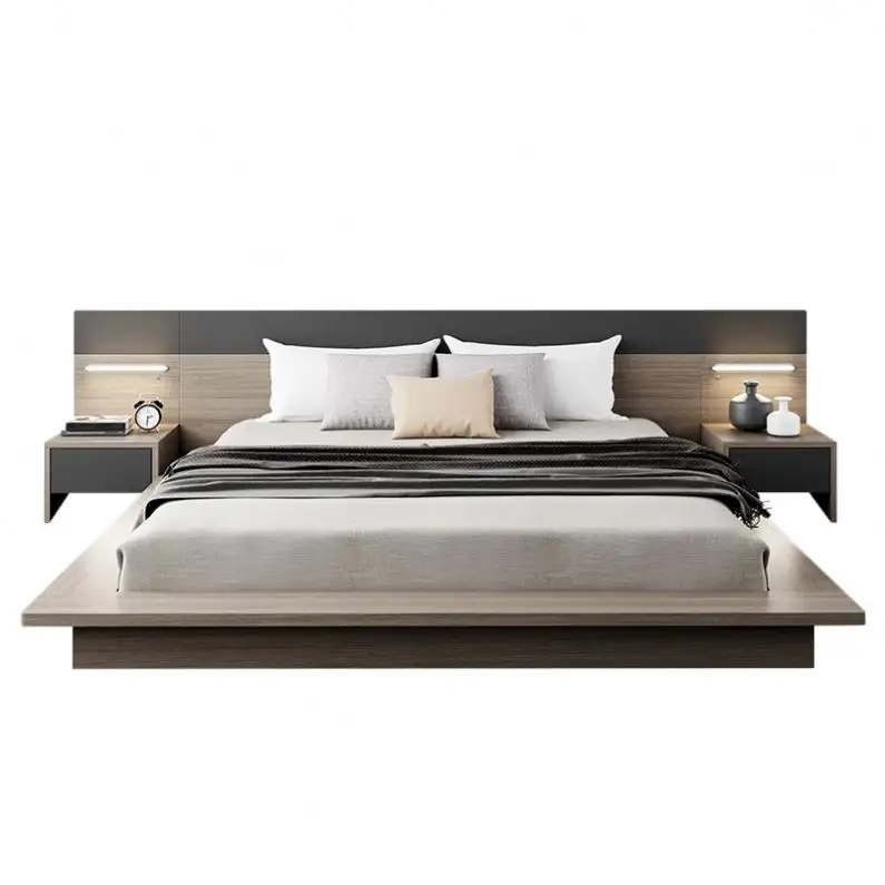 Meubles de chambre à coucher principaux japonais minimalistes modernes Lit double Tatami