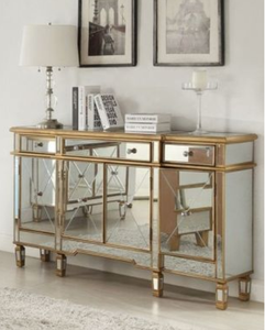 Elegant Mirrored <strong>Console</strong> <strong>Table</strong> Living Room Mirror Cabinet Furniture in <strong>Silver</strong> or Gold - Product Image 1
