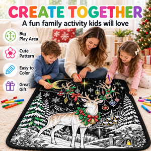 Christmas Coloring Throw <b>Blanket</b> <b>Plush</b> Rectangular Doodle <b>Blanket</b> For Kids And Adults With 24 Color Fabric Markers - Product Image 3