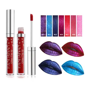 Handaiyan Glitter Flip Lip Vloeibare Lipstick Langdurige Lippenstift Lipgloss Make-Up Lip Stick Waterdicht Magic Metallic Lippenstift