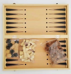 Chất lượng cao bằng gỗ gấp bàn cờ trò chơi thiết lập bao gồm backgammon Tic Tac Toe cờ bằng gỗ - Product Image 5