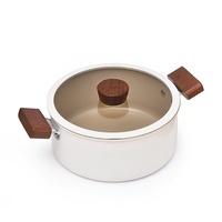 Marmite à soupe en céramique à deux oreilles double face antiadhésive en métal épais pour ragoût ménager compatible avec la cuisinière à gaz à induction