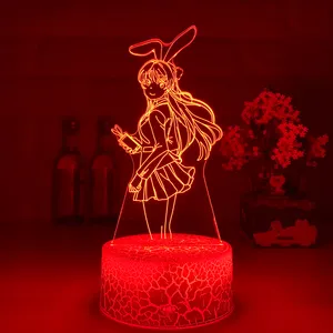 с изображением кролика «банни»; семпай свет лампы Suppliers-3D светодиодные лампы с изображением кролика «Банни»; Семпай MAI сакураджима KAWAII Мульти Цвет Изменение Lampara для Рождественский подарок аниме свет лампы TW-1941