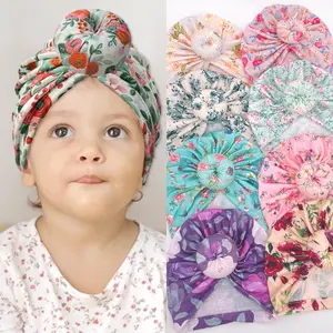 WD-A852 Wholesale Printing Kids Indian Hat 2023 Turban Hat Knotted Baby Girl Hat