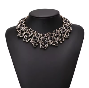 2026ZP Collier ras-de-cou élégant et tendance en alliage plaqué or avec chaîne à maillons, perles et strass, pour <span class=keywords><strong>femme</strong></span>, idéal pour commencer une conversation, cadeau - Product Image 2