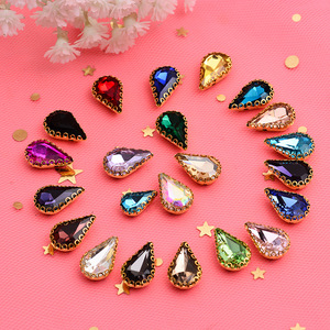 Cristales de Vidrio en Forma de Lágrima, 16 Facetas, Borde Dorado, para Manualidades, Joyería, Decoración de Ropa - Product Image 2