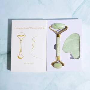 Anti Aging Gua Sha Set Facial Natural Green <b>Jade</b> <b>Roller</b> and Gua Sha With <b>Jade</b> <b>Roller</b> Set - Product Image 4