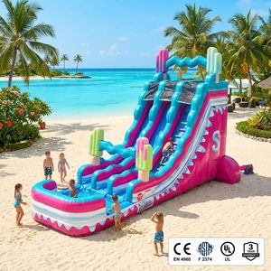 Toboggan aquatique gonflable écologique à double piste, capacité 600 kg, personnalisable, pour fêtes d'été pour enfants, <span class=keywords><strong>jardin</strong></span>, CE EN4960 - Product Image 4