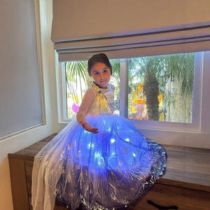 Nuevo verano <span class=keywords><strong>Frozen</strong></span> Elsa princesa <span class=keywords><strong>vestido</strong></span> para niñas niños cuello redondo ropa luminosa con luz LED regalo de Halloween - Product Image 2