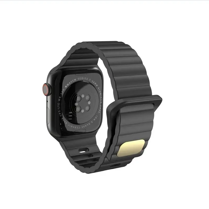 Silikon Link Armband Solo Loop für Apple Watch Band mit Metall i Watch Serie 7 6 SE 5 4 3 2 Sport Gummi Armband