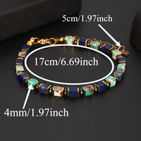Pulsera de cuentas geométricas TeoWaki con lapislázuli natural y piedra imperial verde oscuro, joyería de piedra bicolor para adultos