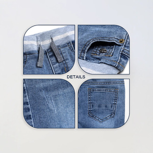 Jean en denim extensible côtelé pour garçons, coupe capri, avec cordon de serrage à la taille, style étudiant, 1-14 ans - Product Image 2
